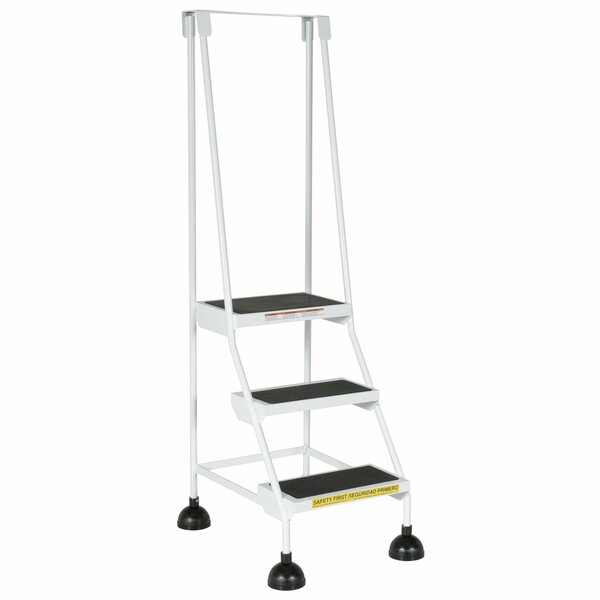 Vestil 63.4375 H Steel Commercial Spring Loaded Rolling Ladder, 3 Steps LAD-3-W